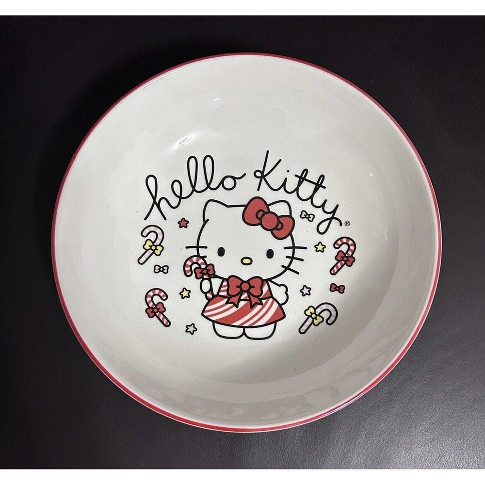 Hello Kitty Christmas Candy Cane Pasta‎ Bowl NEW